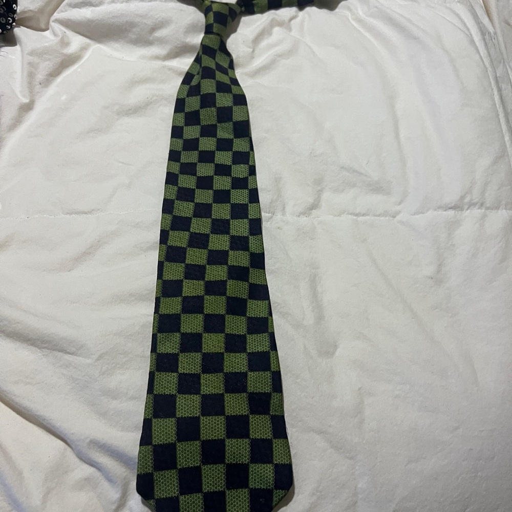 Claiborne Checkered Green and Black Tie